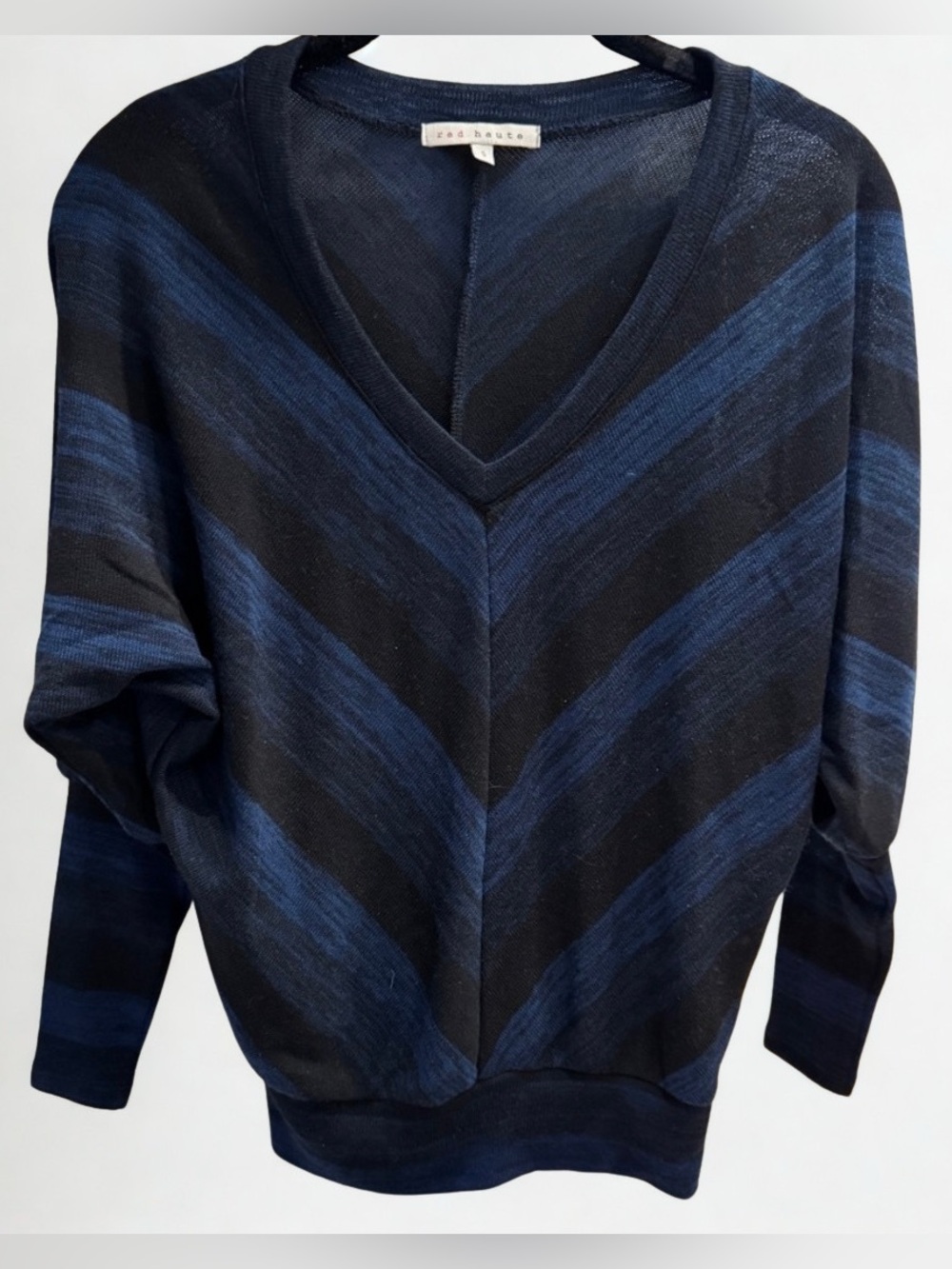 Final Price. Red Haute Blue Chevron V-Neck Sweater, Size Small, Never Worn.